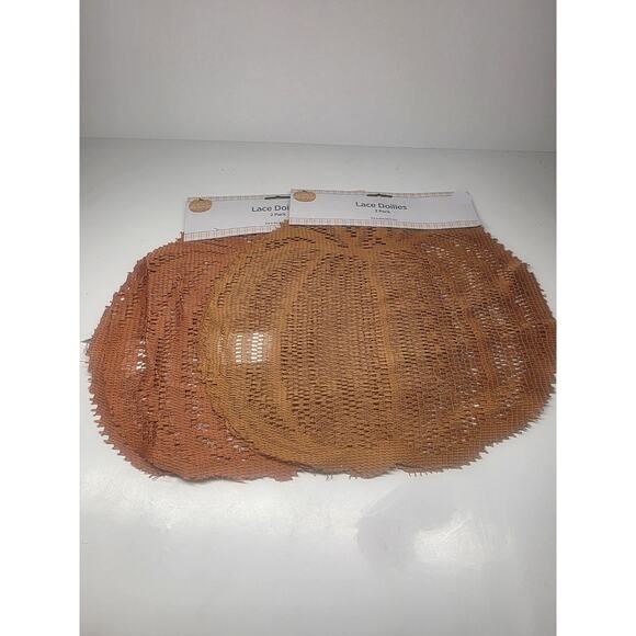 Lot Of 2 (4)*Perfect Harvest Pumpkin Lace Doilies*11.8 in* Orange*Fall*New - Picture 3 of 3